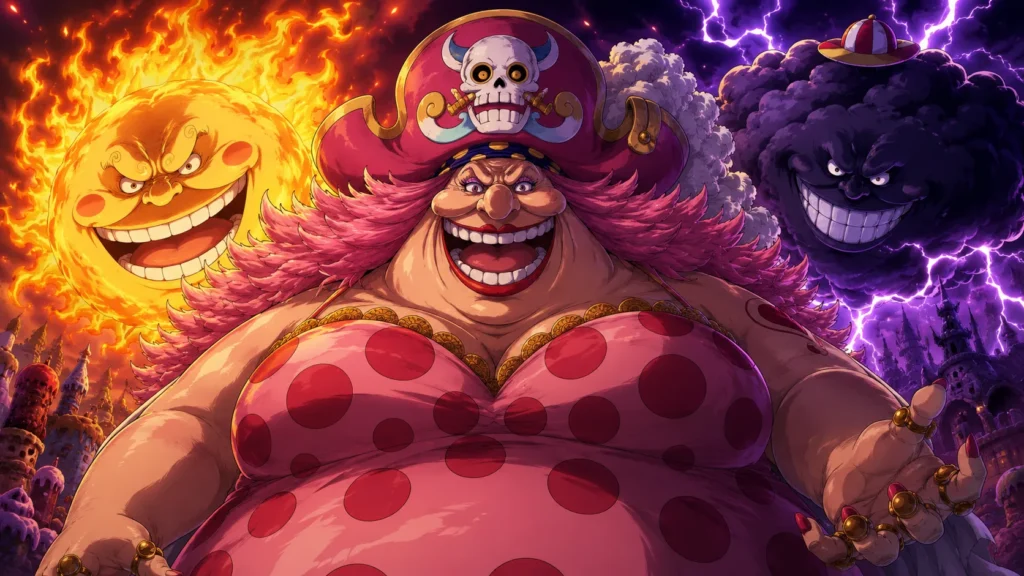 Big Mom alongside her powerful homies, Prometheus and Zeus.