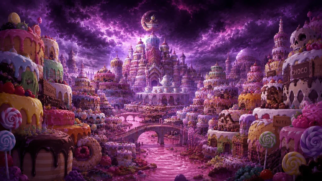 The candy-coated nightmare utopia of Whole Cake Island.