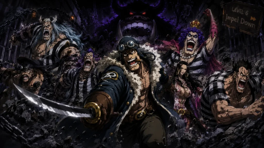 The deadly criminals of Impel Down Level 6 joining the Blackbeard Pirates.